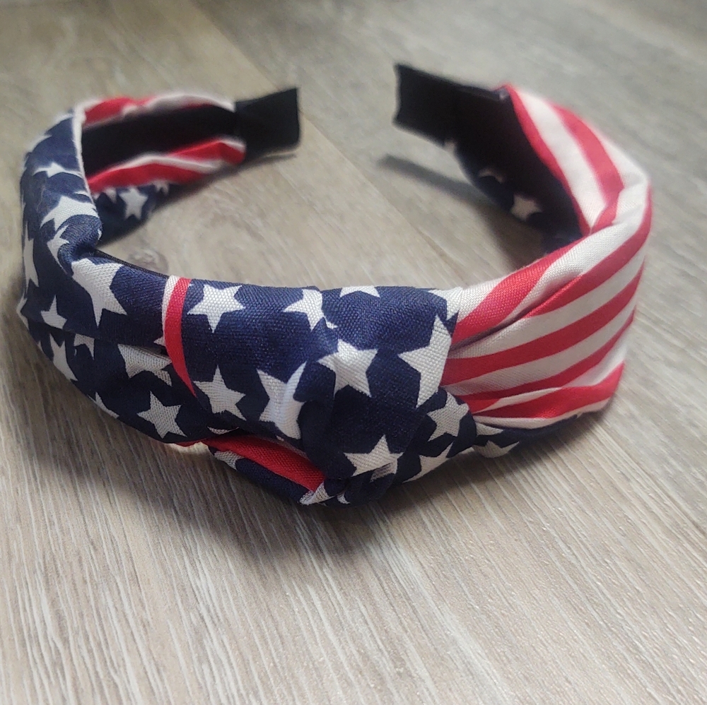 American flag Top knot fabric headband